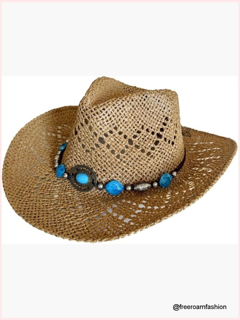Western Straw Cowboy Hat with Shapeable Wide Brim for Sun Protection